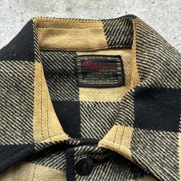 Vintage 60s Chippewa Wool Plaid Tartan Button Shirt Size S/M - Picture 6 of 9